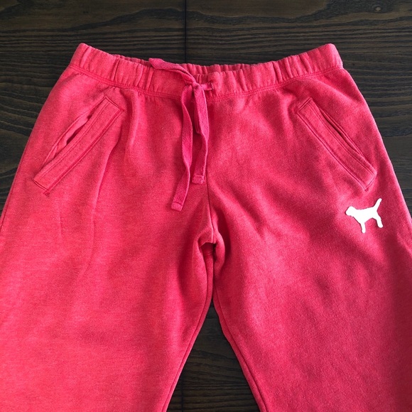 PINK Victoria Secret Red Sweatpants Sz Small - Picture 2 of 4